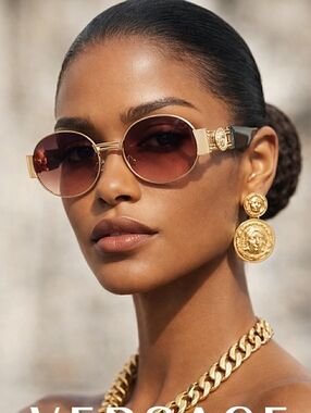Medusa Gold Frame with Brown/Burgundy Gradient Vintage Sunglasses
